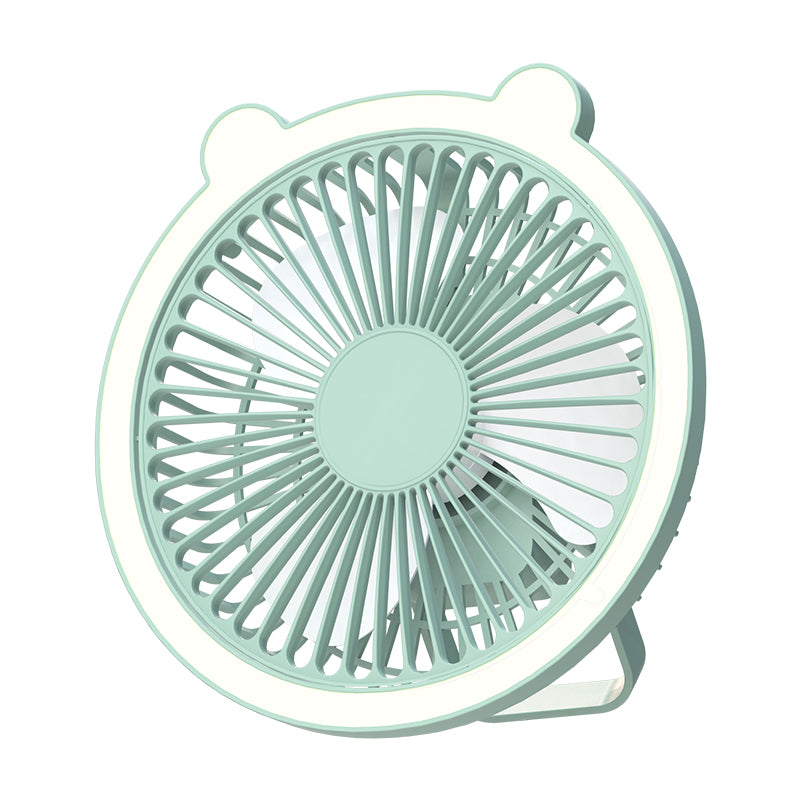 HUNTINGOOD Multifunctional Fill-in Light Fan/Rechargeble Portable Fan/Bear Desktop Fan with Three Gears Wind, Stepless Dimming Light, 180° Rotation, Silent Operation for Bedroom, Living Room, Kitchen, Dormitory, Cars