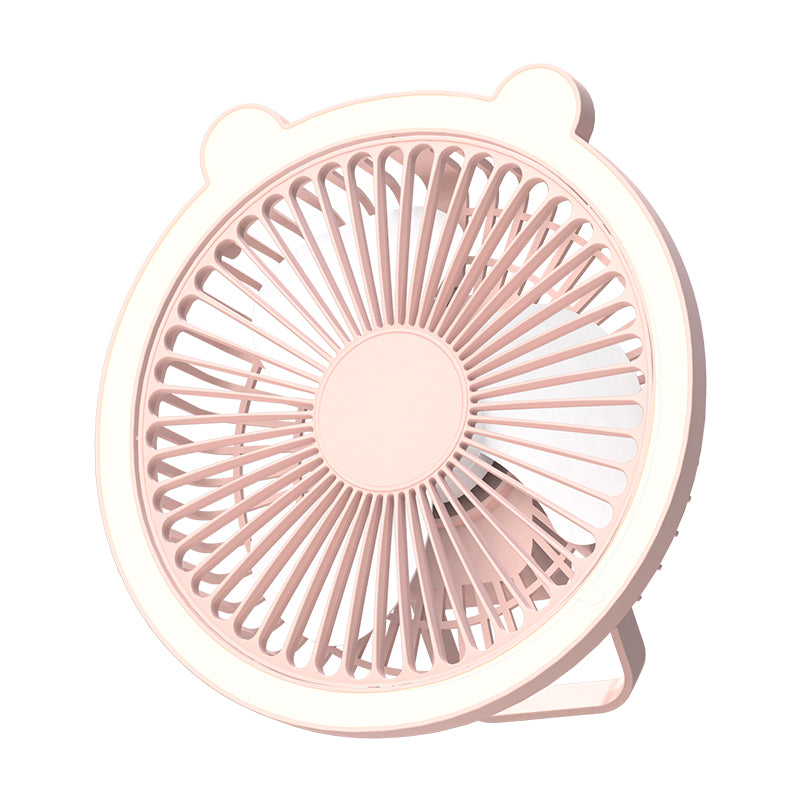 HUNTINGOOD Multifunctional Fill-in Light Fan/Rechargeble Portable Fan/Bear Desktop Fan with Three Gears Wind, Stepless Dimming Light, 180° Rotation, Silent Operation for Bedroom, Living Room, Kitchen, Dormitory, Cars