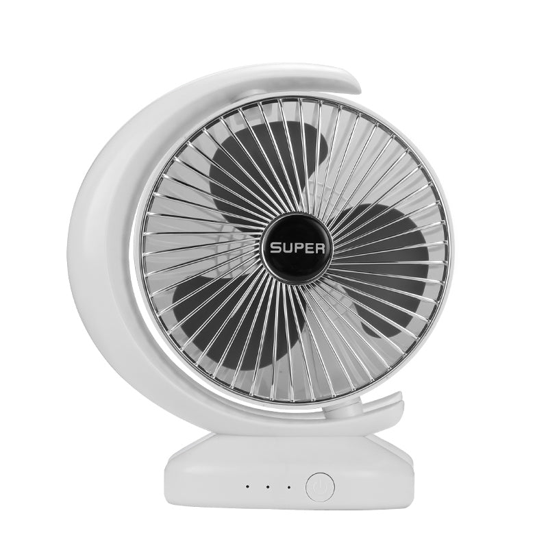 HUNTINGOOD Crescent Moon Electrical Fan/Portable Rechargeable Desktop Fan with Three Gears Wind, Silent Operation, 180° Rotary, Personal Fan for Bedroom, Living room, Kitchen, Office, Dormitory