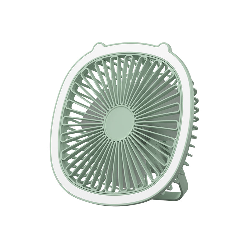 HUNTINGOOD Desktop Lamp Fan/Portable Rechargeable Fan/180° Rotary Personal Fan with Three Gears Wind, Stepless Dimming Light, Hanging and Standing for Home, Office, Vehicles and Camp