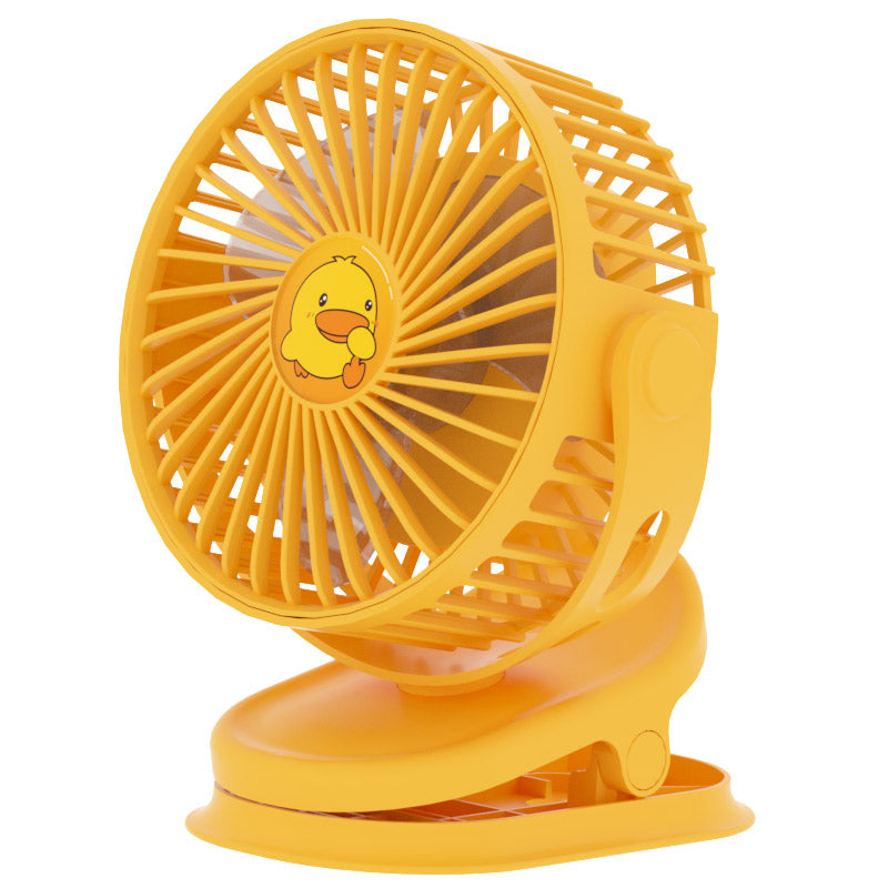 Cute Yellow Duck Desktop USB Clip on Fan Portable Small Fan 3 Speeds Strong Airflow Quiet Personal Desk Fan